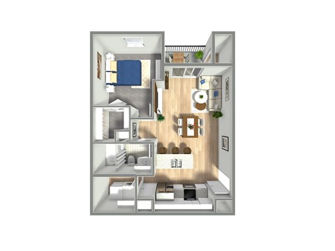 Floor plan for 1 bed, 1 bath, 762 sqft